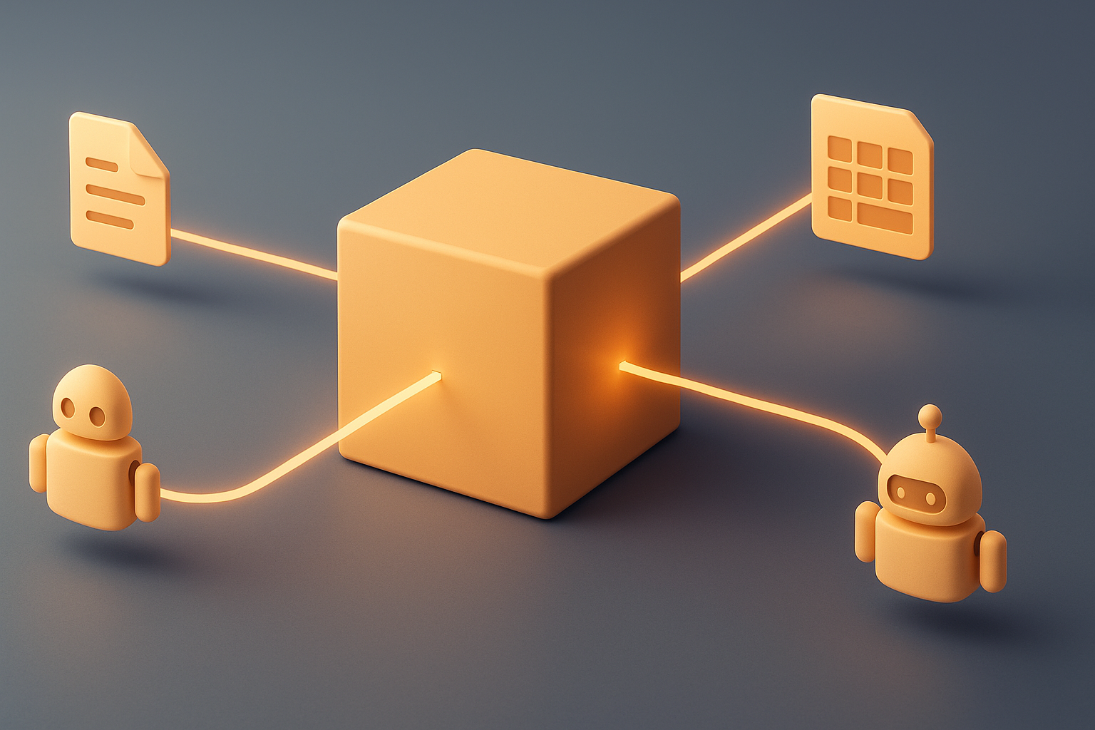 Bo&icirc;tier logiciel ferm&eacute; reli&eacute; par des passerelles lumineuses &agrave; des flux de documents automatis&eacute;s