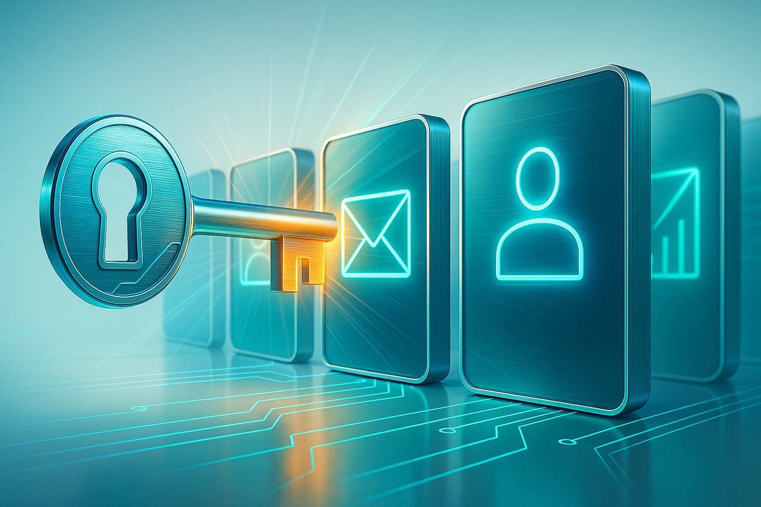 Une cle unique ouvrant plusieurs applications, illustrant l'authentification unique SSO